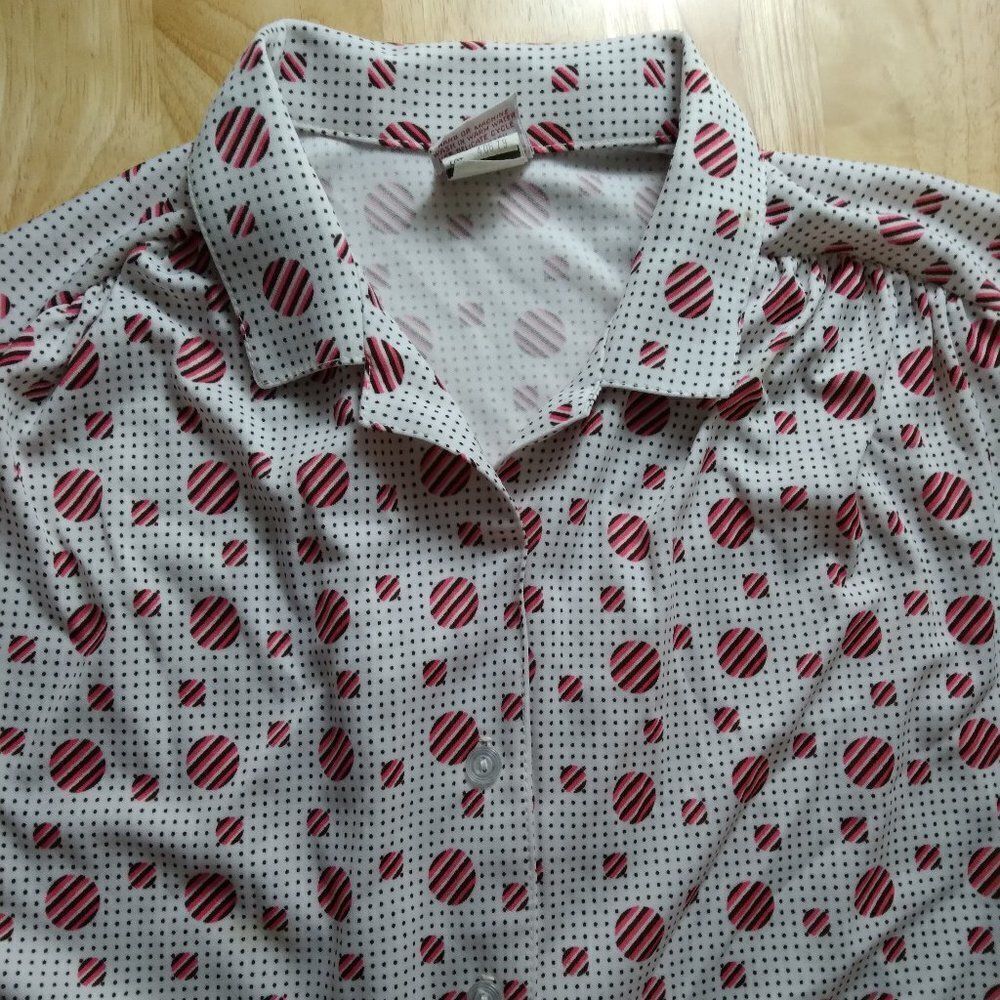 Vintage 70s MCM Graff Geometric Dots Circles Pattern Disco Shirt